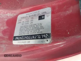 1988 Nissan 300ZX z VIN JN1HZ14S0JX271792, wystawiony jako IAAI lot #41457761 z przebiegiem Nie podano mil oraz . Historia ofert i sprzedaży dostępna na DreamBid. Obrazek 9.