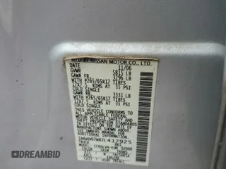 2007 Nissan Frontier Nismo with VIN 1N6AD07W87C417925, listed as a Copart auction lot 54601185 with Not provided miles and Salvage title. Bid and sale history available at DreamBid. Image 12.