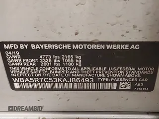2019 BMW 3 Series 330i xDrive with VIN WBA5R7C53KAJ86493, listed as a IAAI auction lot 41559974 with 55,391 mi miles. Bid and sale history available at carsss.com. Image 9.