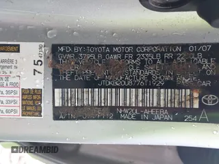 2007 Toyota Prius with VIN JTDKB20U877611929, listed as a IAAI auction lot 42082384 with Not Provided miles. Bid and sale history available at carsss.com. Image 9.