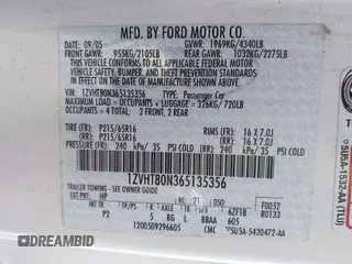 2006 Ford Mustang Standard with VIN 1ZVHT80N365135356, listed as a IAAI auction lot 41118834 with 190,401 mi miles. Bid and sale history available at carsss.com. Image 9.