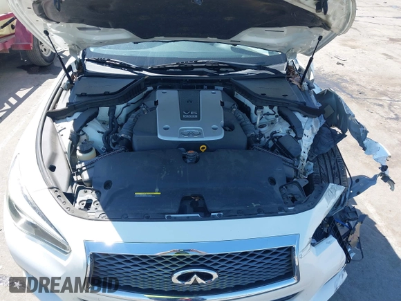 2014 Infiniti Q50 Premium with VIN JN1BV7APXEM691474, listed as a IAAI auction lot 41884939 with 135,559 mi miles. Bid and sale history available at carsss.com. Image 10.