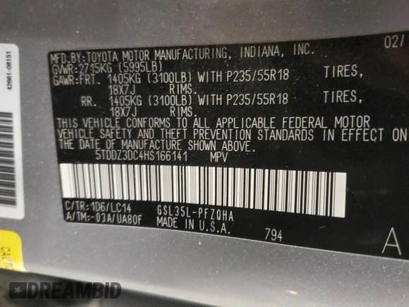 2017 Toyota Sienna XLE with VIN 5TDDZ3DC4HS166141, listed as a Copart auction lot 64357715 with 124,184 mi miles and Salvage title. Bid and sale history available at DreamBid. Image 14.