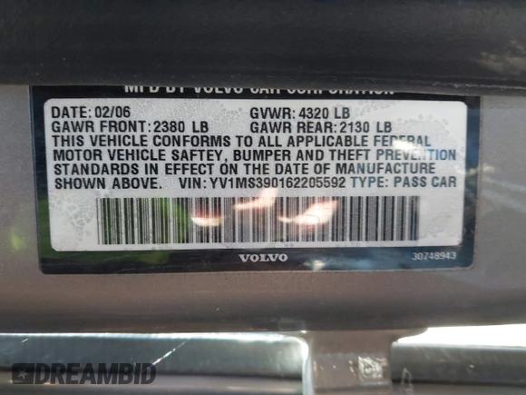 2006 Volvo S40 2.4L z VIN YV1MS390162205592, wystawiony jako IAAI lot #42172044 z przebiegiem 197 463 mil mil oraz . Historia ofert i sprzedaży dostępna na DreamBid. Obrazek 9.