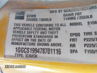2007 Isuzu i-Series S z VIN 1GGCS199478701116, wystawiony jako IAAI lot #42287259 z przebiegiem 280 266 mil mil oraz . Historia ofert i sprzedaży dostępna na DreamBid. Obrazek 9.