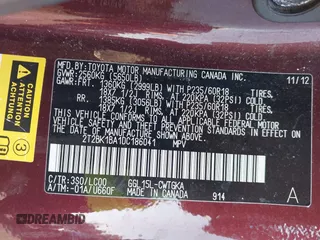2013 Lexus RX 350 with VIN 2T2BK1BA1DC186041, listed as a IAAI auction lot 42436436 with Not provided miles and . Bid and sale history available at DreamBid. Image 9.