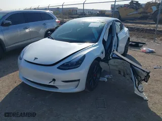2023 Tesla Model 3 with VIN 5YJ3E1EA2PF500923, listed as a IAAI auction lot 41115550 with 1 mi miles. Bid and sale history available at carsss.com. Image 2.