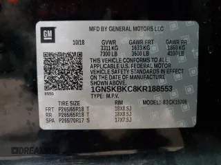 2019 Chevrolet Tahoe LT z VIN 1GNSKBKC8KR188553, wystawiony jako Copart lot #49962655 z przebiegiem 55 576 mil mil oraz Szkoda całkowita • Salvage title. Historia ofert i sprzedaży dostępna na DreamBid. Obrazek 16.
