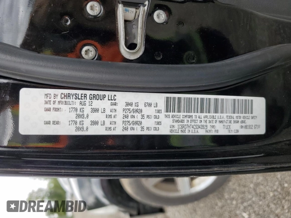2012 Ram 1500 Sport z VIN 1C6RD7HT4CS343929, wystawiony jako Copart lot #61651315 z przebiegiem 266 261 mil mil oraz Szkoda całkowita • Salvage title. Historia ofert i sprzedaży dostępna na DreamBid. Obrazek 13.