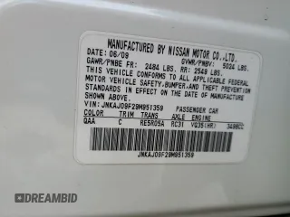 2009 Infiniti EX Journey with VIN JNKAJ09F29M951359, listed as a Copart auction lot 82122034 with Not Provided miles and Non Repairable. Bid and sale history available at DreamBid. Image 13.