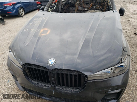 2022 BMW X7 M50i with VIN 5UXCX6C01N9K20496, listed as a Copart auction lot 57682904 with 0 mi miles and Non Repairable. Bid and sale history available at carsss.com. Image 11.