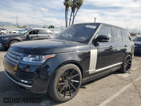 2016 Land Rover Range Rover Supercharged with VIN SALGS2EF7GA279669, listed as a Copart auction lot 50942405 with 95,714 mi miles and Salvage title. Bid and sale history available at DreamBid. Image 1.