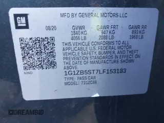 2020 Chevrolet Malibu LS with VIN 1G1ZB5ST7LF153183, listed as a IAAI auction lot 41683630 with 99,197 mi miles and . Bid and sale history available at DreamBid. Image 9.