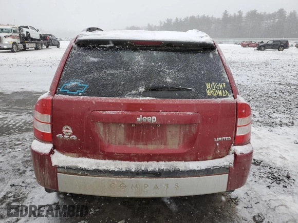 2007 Jeep Compass Limited with VIN 1J8FF57W67D256591, listed as a Copart auction lot 44167335 with 179,456 mi miles and Salvage Title. Bid and sale history available at carsss.com. Image 6.