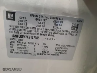 2014 Chevrolet Equinox LT with VIN 1GNFLGEK2EZ127055, listed as a Copart auction lot 46939555 with 124,463 mi miles and Clean Title. Bid and sale history available at carsss.com. Image 14.