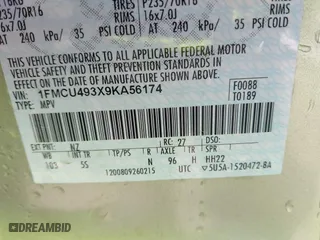 2009 Ford Escape Hybrid with VIN 1FMCU493X9KA56174, listed as a IAAI auction lot 39435925 with 158,171 mi miles. Bid and sale history available at carsss.com. Image 9.
