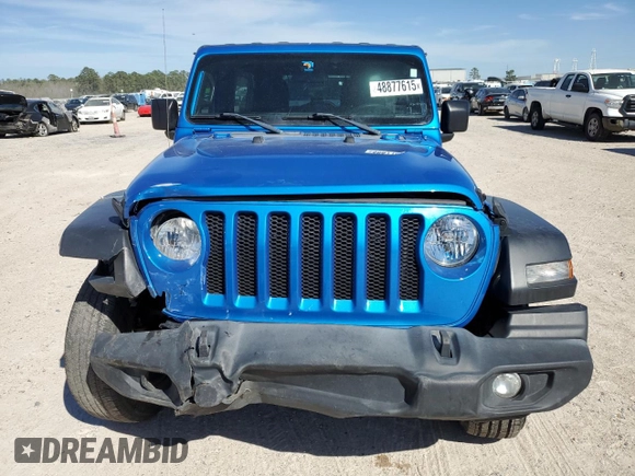 2022 Jeep Wrangler Unlimited Sport with VIN 1C4HJXDN8NW173946, listed as a Copart auction lot 48877615 with Not Provided miles and Salvage Title. Bid and sale history available at DreamBid. Image 5.