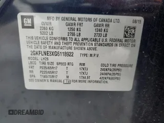 2016 GMC Terrain SLE with VIN 2GKFLNE3XG6118922, listed as a Copart auction lot 85969064 with 152,245 mi miles and Salvage Title. Bid and sale history available at carsss.com. Image 16.
