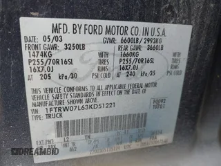 2003 Ford F-150 XLT with VIN 1FTRW07L63KD51221, listed as a IAAI auction lot 41883942 with Not Provided miles. Bid and sale history available at carsss.com. Image 9.