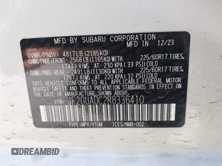 2024 Subaru Crosstrek Premium z VIN JF2GUADC2R8336410, wystawiony jako IAAI lot #42385768 z przebiegiem 22 126 mil mil oraz . Historia ofert i sprzedaży dostępna na DreamBid. Obrazek 9.