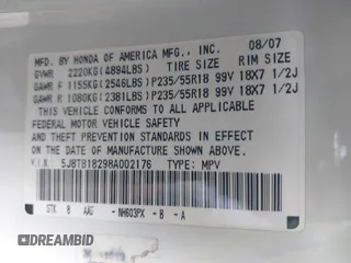 2008 Acura RDX with VIN 5J8TB18298A002176, listed as a IAAI auction lot 41461896 with 222,583 mi miles. Bid and sale history available at carsss.com. Image 9.