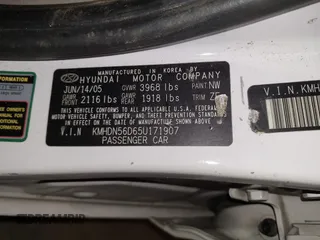 2005 Hyundai Elantra GLS with VIN KMHDN56D65U171907, listed as a IAAI auction lot 41051694 with 103,899 mi miles and . Bid and sale history available at DreamBid. Image 9.