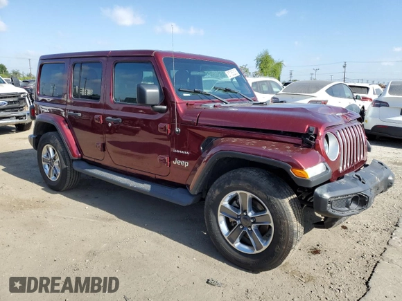2021 Jeep Wrangler Unlimited Sahara with VIN 1C4HJXEN8MW613404, listed as a Copart auction lot 57155305 with 48,379 mi miles and Salvage title. Bid and sale history available at DreamBid. Image 4.