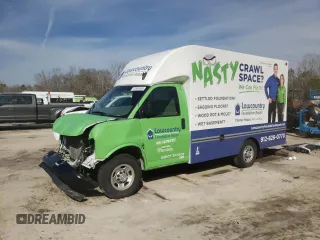 2021 Chevrolet Express Commercial with VIN 1GB0GRF74M1309298, listed as a Copart auction lot 41804385 with 54,654 mi miles and Salvage Title. Bid and sale history available at carsss.com. Image 1.