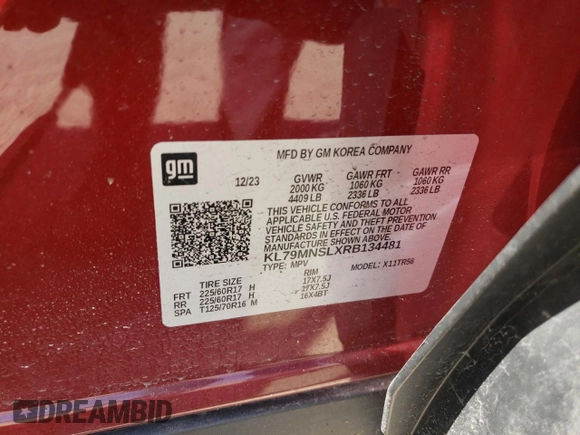 2024 Chevrolet TrailBlazer LS with VIN KL79MNSLXRB134481, listed as a Copart auction lot 53286015 with 13,839 mi miles and Salvage Title. Bid and sale history available at DreamBid. Image 13.