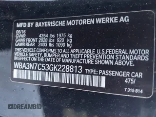 2016 BMW 4 Series 428i with VIN WBA3N7C53GK228813, listed as a IAAI auction lot 41832946 with 50,929 mi miles and . Bid and sale history available at carsss.com. Image 9.