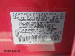 2018 Nissan Sentra SR with VIN 3N1AB7AP8JY254309, listed as a IAAI auction lot 42000660 with 105,297 mi miles and . Bid and sale history available at DreamBid. Image 9.