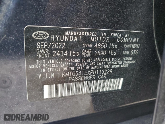 2023 Genesis G70 3.3T with VIN KMTG54TEXPU113229, listed as a Copart auction lot 75482654 with 0 mi miles and Non Repairable. Bid and sale history available at carsss.com. Image 13.