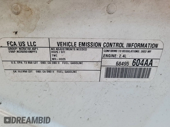 2022 Jeep Compass Latitude with VIN 3C4NJDBB3NT205928, listed as a IAAI auction lot 42832409 with 22,634 mi miles and . Bid and sale history available at DreamBid. Image 4.