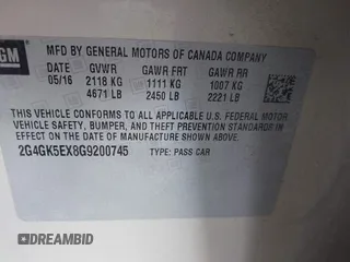 2016 Buick Regal with VIN 2G4GK5EX8G9200745, listed as a IAAI auction lot 42163198 with 141,723 mi miles and . Bid and sale history available at DreamBid. Image 9.