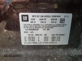 2021 Chevrolet Trax LS with VIN KL7CJNSB3MB356195, listed as a Copart auction lot 46812335 with 0 mi miles and Salvage Title. Bid and sale history available at carsss.com. Image 12.