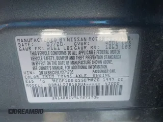 2020 Nissan Sentra SV with VIN 3N1AB8CV9LY271706, listed as a IAAI auction lot 41935847 with 94,721 mi miles. Bid and sale history available at carsss.com. Image 9.
