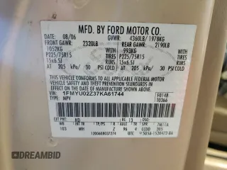 2007 Ford Escape XLS с VIN 1FMYU02Z37KA61744, выставлен на аукционе Copart как лот 52870065 с пробегом Не указан миль и Списание • Salvage title. История ставок и продаж доступна на DreamBid. Изображение 14.