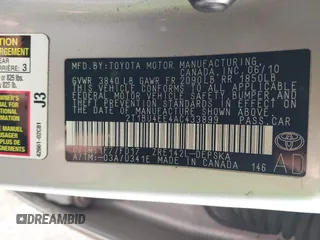 2010 Toyota Corolla with VIN 2T1BU4EE4AC433899, listed as a IAAI auction lot 41937830 with 155,761 mi miles and . Bid and sale history available at DreamBid. Image 9.