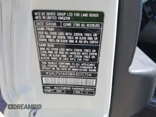 1998 Land Rover Range Rover z VIN SALPV1443WA401573, wystawiony jako IAAI lot #42055479 z przebiegiem Nie podano mil oraz . Historia ofert i sprzedaży dostępna na DreamBid. Obrazek 9.