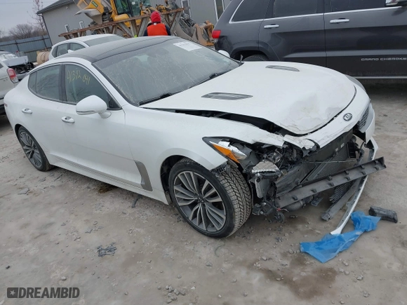 2019 Kia Stinger Premium with VIN KNAE25LAXK6054730, listed as a IAAI auction lot 41392041 with 62,457 mi miles. Bid and sale history available at carsss.com. Image 1.