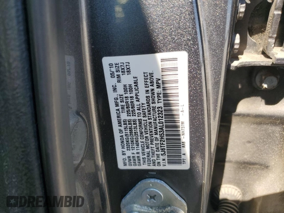 2010 Honda Accord Crosstour EX-L with VIN 5J6TF2H53AL012323, listed as a Copart auction lot 71887994 with 78,430 mi miles and Salvage Title. Bid and sale history available at carsss.com. Image 12.