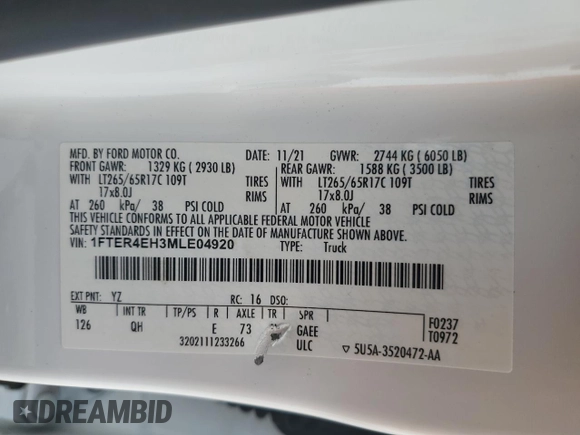 2021 Ford Ranger XL с VIN 1FTER4EH3MLE04920, выставлен на аукционе Copart как лот 63585295 с пробегом 110 079 миль миль и Чистый • Clean title. История ставок и продаж доступна на DreamBid. Изображение 12.