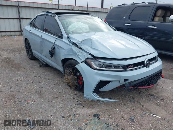 2025 Volkswagen Jetta GLI Autobahn with VIN 3VW1T7BU6SM017581, listed as a IAAI auction lot 41278346 with 4,499 mi miles and . Bid and sale history available at DreamBid. Image 1.