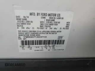 2018 Ford Explorer Sport with VIN 1FM5K8GT7JGC07133, listed as a Copart auction lot 58251535 with 73,505 mi miles and Non repairable. Bid and sale history available at DreamBid. Image 13.
