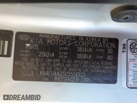 2012 Kia Forte EX with VIN KNAFU4A25C5514923, listed as a Copart auction lot 71429814 with 122,172 mi miles and Salvage Title. Bid and sale history available at carsss.com. Image 12.