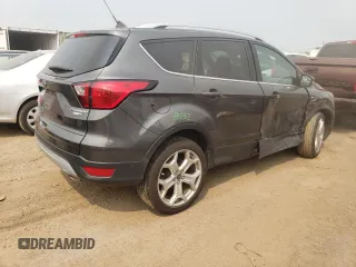 2019 Ford Escape Titanium with VIN 1FMCU9J98KUA56391, listed as a Copart auction lot 59215935 with 27,056 mi miles and Salvage title. Bid and sale history available at DreamBid. Image 3.