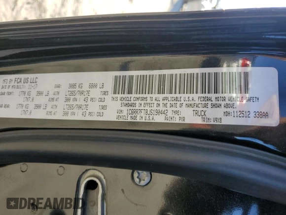 2018 Ram 1500 Express with VIN 1C6RR7FT8JS190442, listed as a Copart auction lot 85868214 with 144,464 mi miles and Salvage Title. Bid and sale history available at carsss.com. Image 12.