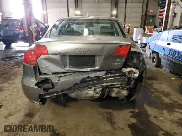 2008 Audi A4 2.0T with VIN WAUDF78E38A066506, listed as a Copart auction lot 46342365 with 185,002 mi miles and Salvage title. Bid and sale history available at DreamBid. Image 6.
