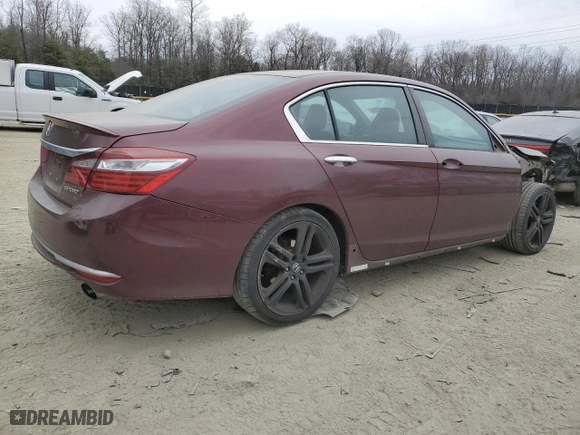 2016 Honda Accord Sedan Sport with VIN 1HGCR2F52GA070722, listed as a Copart auction lot 47123405 with 101,827 mi miles and Salvage Title. Bid and sale history available at carsss.com. Image 3.