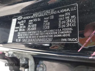 2022 Hyundai Santa Cruz SE z VIN 5NTJA4AE6NH003287, wystawiony jako IAAI lot #41957238 z przebiegiem 39 113 mil mil oraz . Historia ofert i sprzedaży dostępna na DreamBid. Obrazek 9.